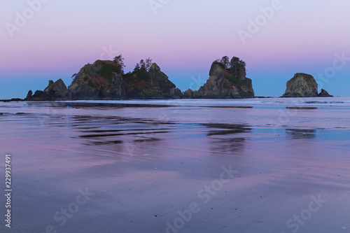 Morning light on the sea stack at Shi Shi, Washington State