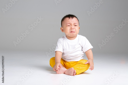 crying baby boy isolated