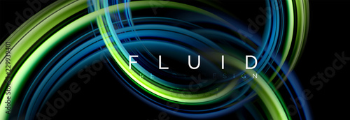 Mixing color waves on black, liquid flowing shapes