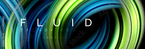 Mixing color waves on black, liquid flowing shapes