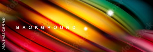 Mixing color waves on black, liquid flowing shapes