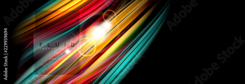 Mixing color waves on black, liquid flowing shapes