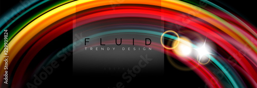 Mixing color waves on black, liquid flowing shapes