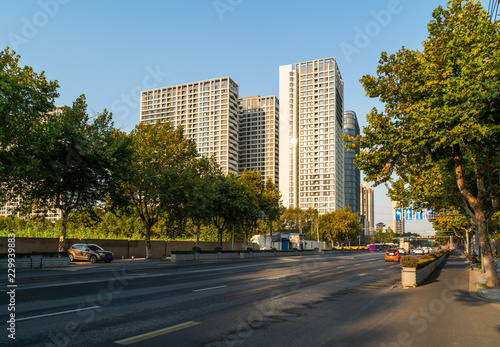 Canvastavla Modern technology apartment with city road in Nanjing