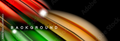 Mixing color waves on black, liquid flowing shapes