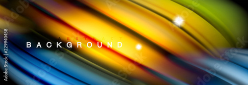 Mixing color waves on black, liquid flowing shapes