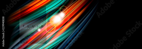 Mixing color waves on black, liquid flowing shapes