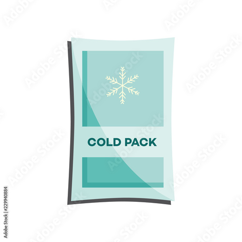 Cold pack with liquid or gel for first aid in case of injury or bruise isolated on white background. Flat vector illustration of necessary medical equipment for medicine chest.