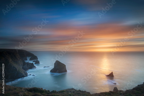 Sunset on Cornwall coast