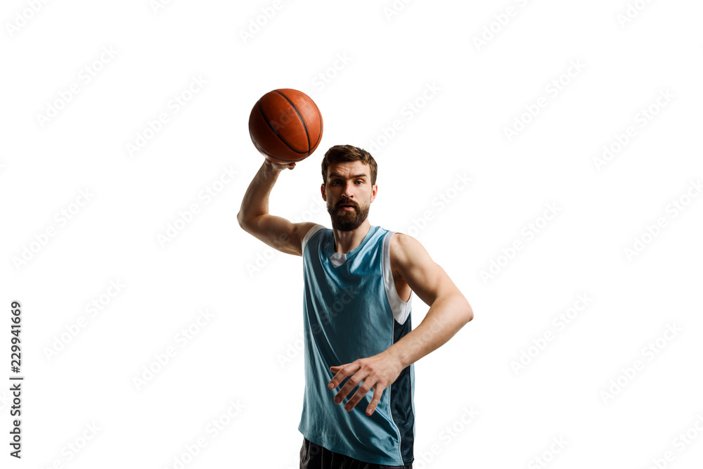 Aiming basketball player on white Aiming basketball player on white