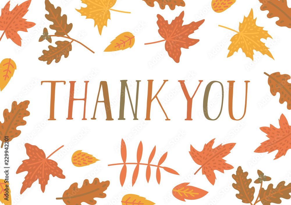 Thank you. Handwritten text with frame from autumn leaves. Stock Vector ...