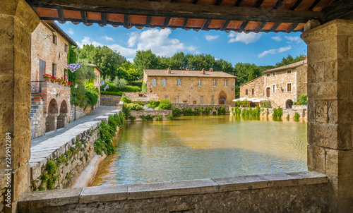 The picturesque Bagno Vignoni, near San Quirico d'Orcia, in the province of Siena. Tuscany, Italy. photo