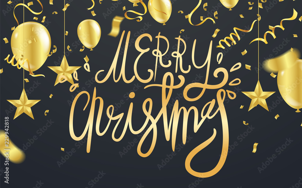 Merry christmas text vector on background. Lettering for invitation, prints and posters. Hand drawn  Vector illustration. Hand drawn elegant modern