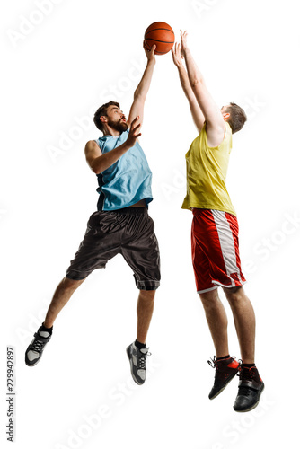 Spectacular game of basketball players