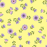 Simple cute pattern in small-scale flowers. High-coverage millefleurs. Calico style. Floral seamless background for textile or book covers, manufacturing, wallpapers, print, gift wrap and scrapbooking