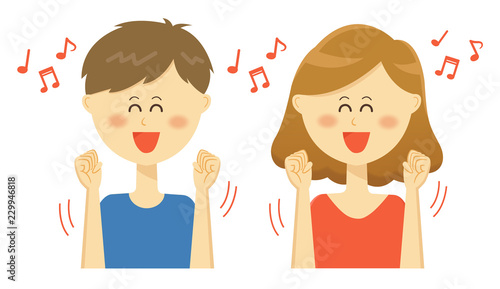 男性女性上半身_ノリノリ元気