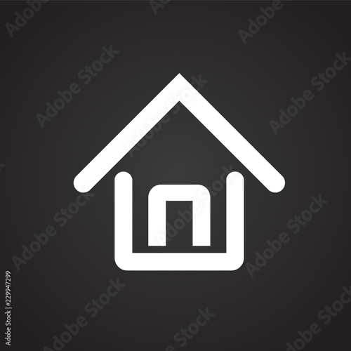 Home house on black background icon