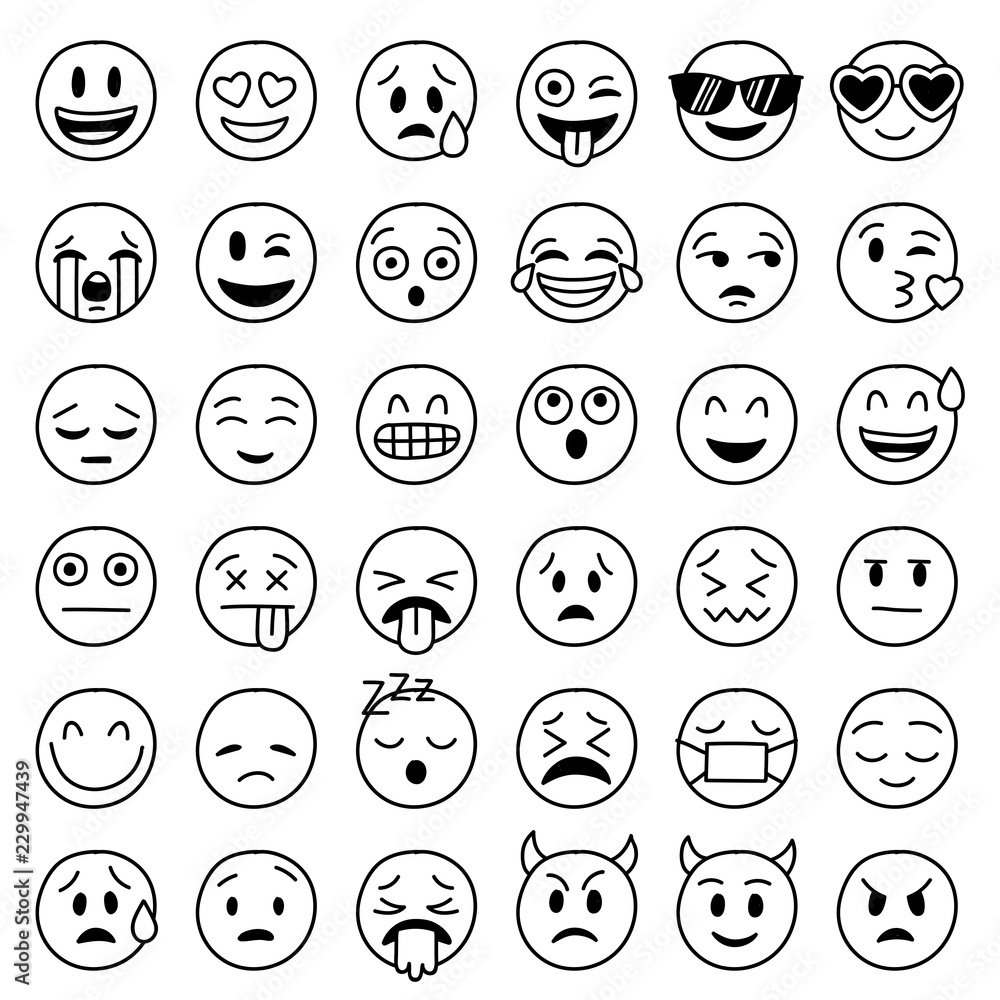 hand drawn vector emoticons hand drawn vector emoticons