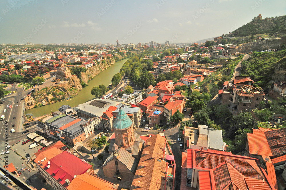 Obraz premium Tbilisi - the capital and the largest city of Georgia, lying on the banks of the Kura River