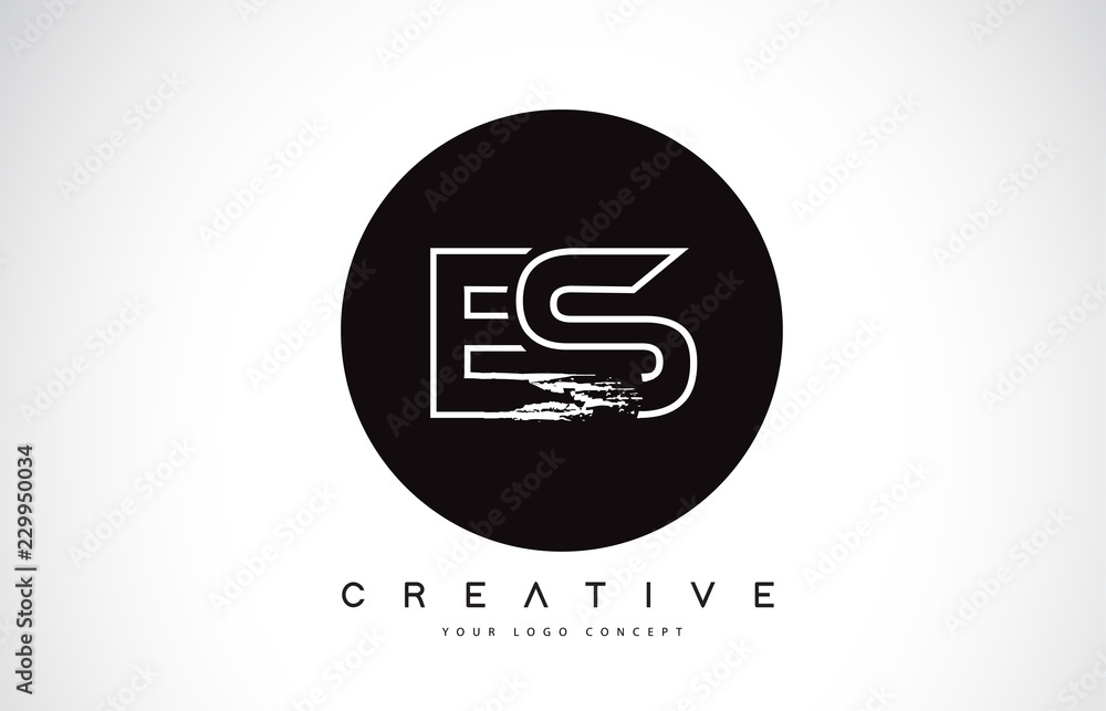ES Modern Leter Logo Design with Black and White Monogram. Creative Letter Logo Brush Monogram. ES Modern Leter Logo Design with Black and White Monogram. Creative Letter Logo Brush Monogram.