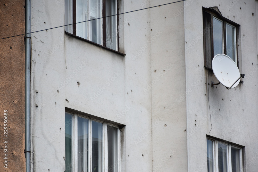 Building with Bullet Holes from Yugoslavian War, Sarajevo, Bosnia Stock ...