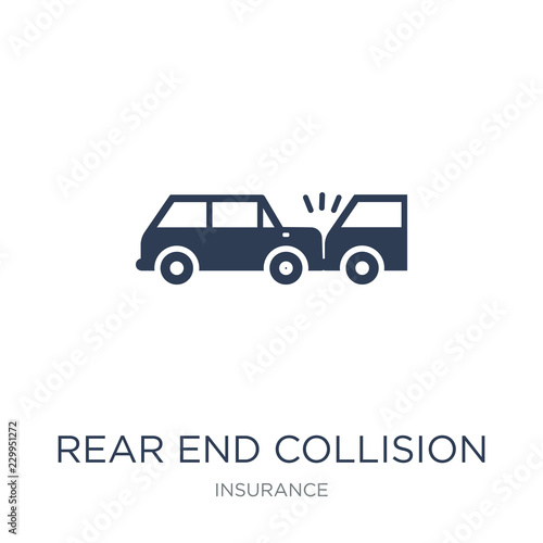Rear end collision icon. Trendy flat vector Rear end collision icon on white background from Insurance collection