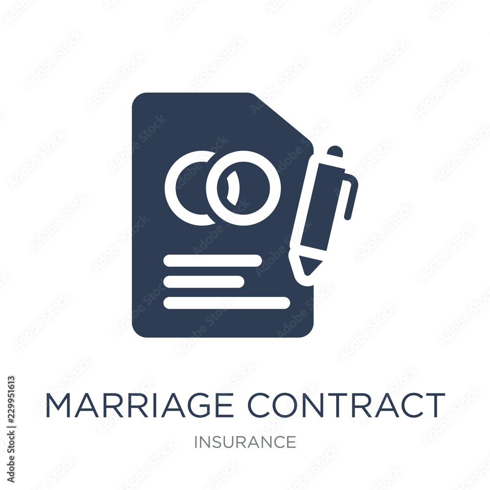 marriage contract icon. Trendy flat vector marriage contract icon on white background from Insurance collection marriage contract icon. Trendy flat vector marriage contract icon on white background from Insurance collection