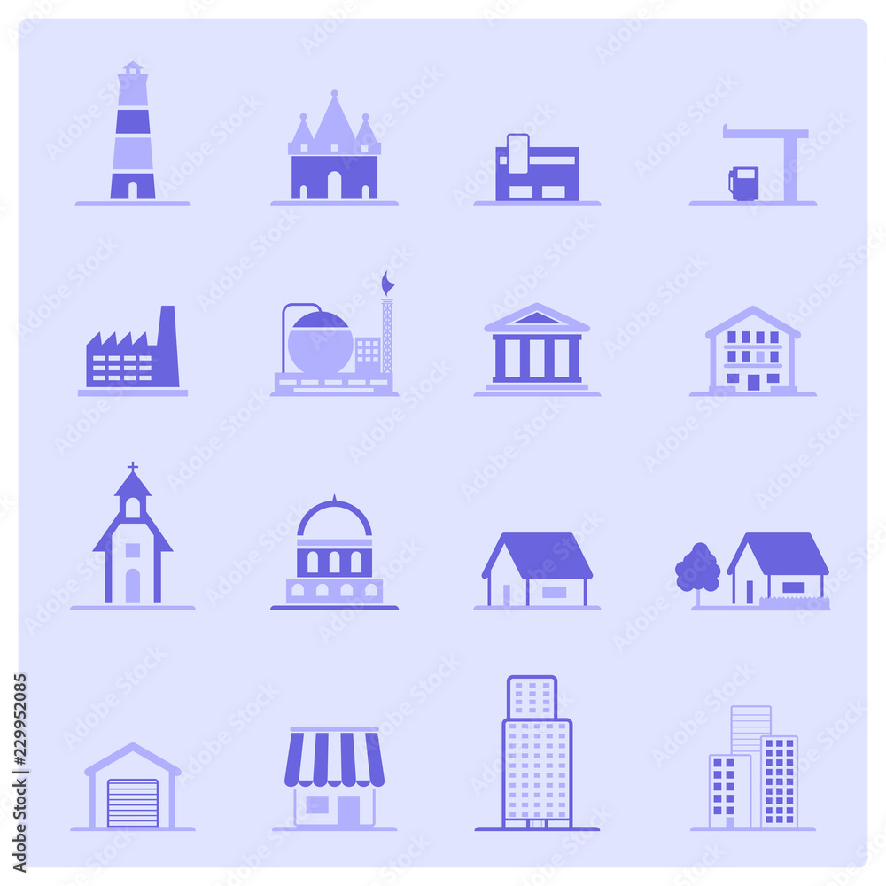 Building icons set. Vector