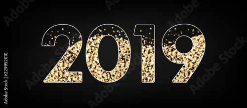 2019 Gold glitzernde Sterne Banner