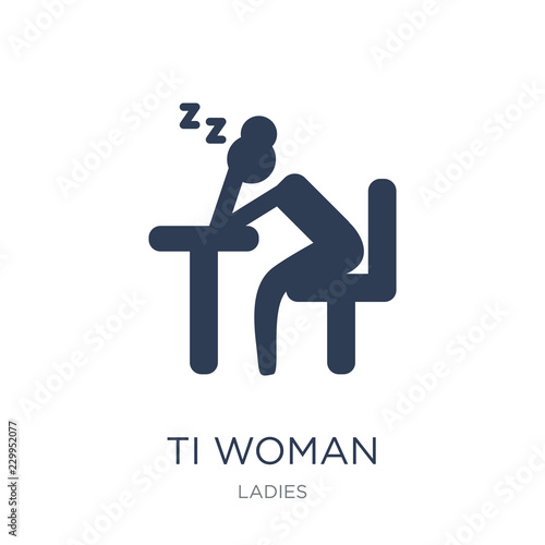 Tired Woman icon. Trendy flat vector Tired Woman icon on white background from Ladies collection