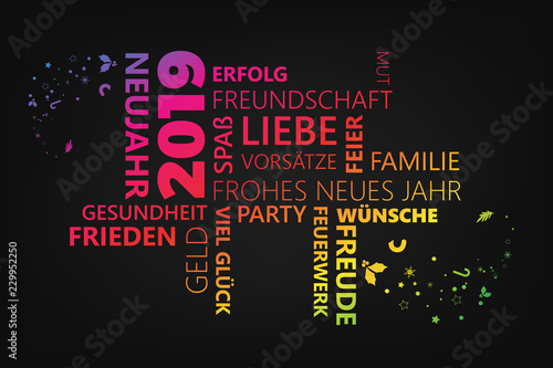 Neujahrswünsche Karte bunt