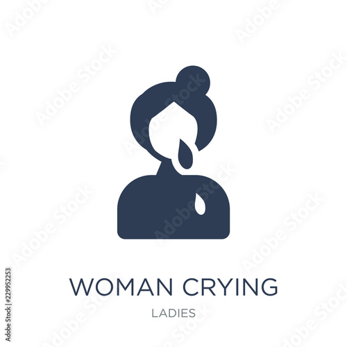 Woman Crying icon. Trendy flat vector Woman Crying icon on white background from Ladies collection