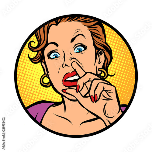Symbol icon.Woman picking nose