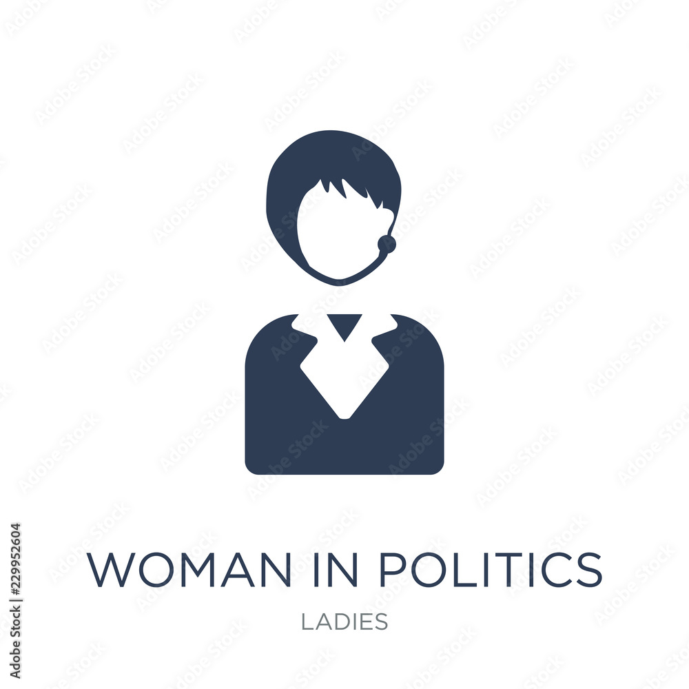 Woman In Politics icon. Trendy flat vector Woman In Politics icon on white background from Ladies collection Woman In Politics icon. Trendy flat vector Woman In Politics icon on white background from Ladies collection