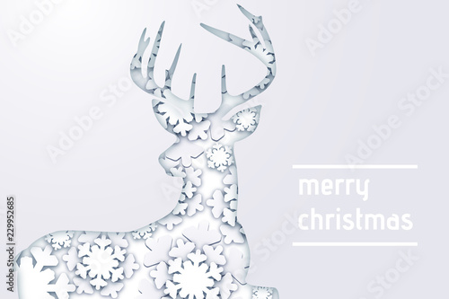 Postkarte Weihnachtsgrüße mit einem Hirsch aus Schneeflocken