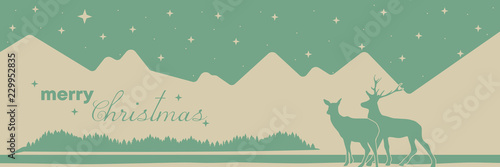 Banner frohe Weihnachten mit Winterlandschaft