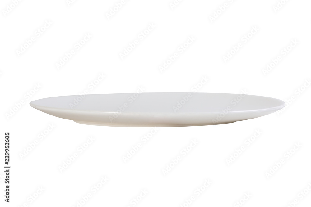 empty white plate isolated on white background. front view empty white plate isolated on white background. front view