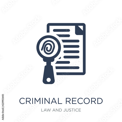 Criminal record icon. Trendy flat vector Criminal record icon on white background from law and justice collection photo