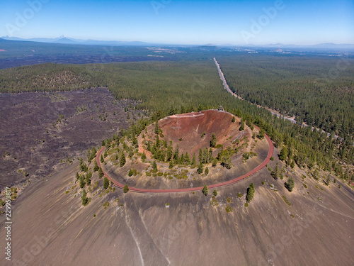 Aerial view of a Lava Butte cinder cone in Bend, Oregon photo