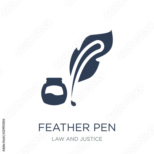 Feather pen icon. Trendy flat vector Feather pen icon on white background from law and justice collection