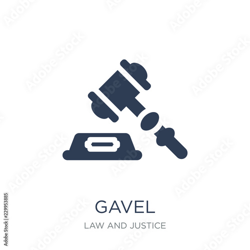 Gavel icon. Trendy flat vector Gavel icon on white background from law and justice collection