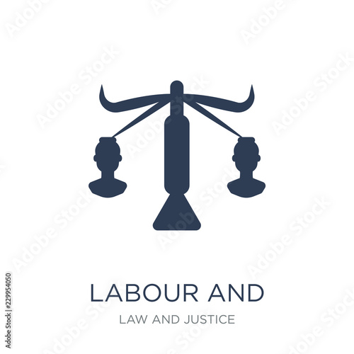 labour and social law icon. Trendy flat vector labour and social law icon on white background from law and justice collection