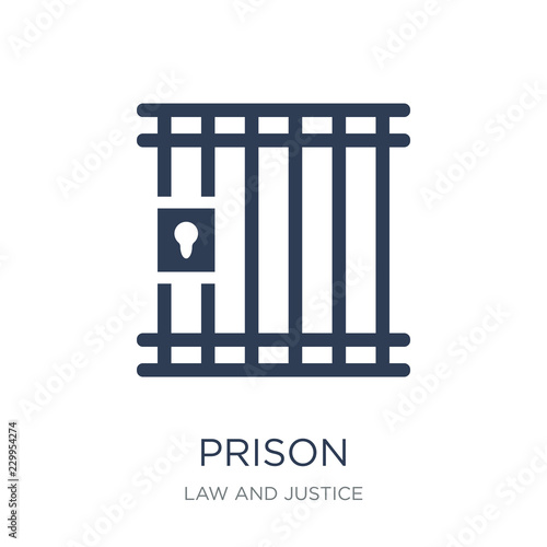 Prison icon. Trendy flat vector Prison icon on white background from law and justice collection