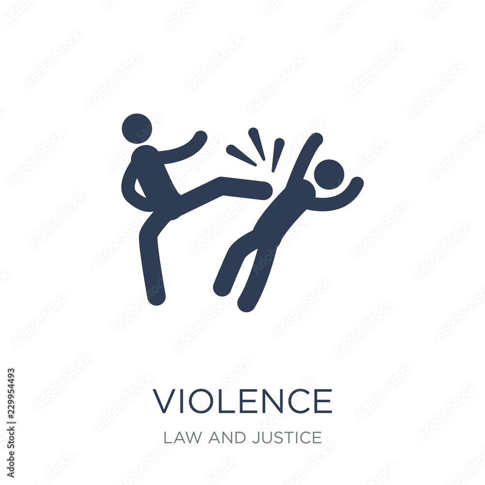 Violence icon. Trendy flat vector Violence icon on white background from law and justice collection Violence icon. Trendy flat vector Violence icon on white background from law and justice collection