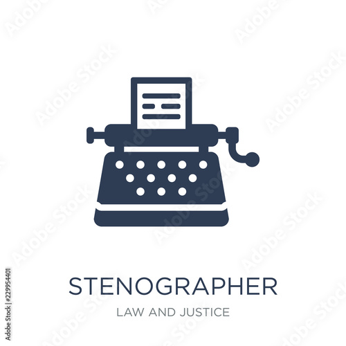 Stenographer icon. Trendy flat vector Stenographer icon on white background from law and justice collection