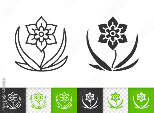 Flower simple black line vector icon