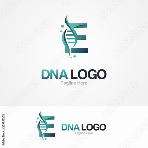 Abstract Letter E and DNA Vector Logo