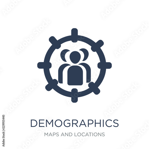 Demographics icon. Trendy flat vector Demographics icon on white background from Maps and Locations collection