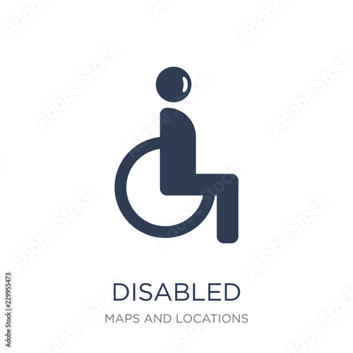 Disabled Sign icon. Trendy flat vector Disabled Sign icon on white background from Maps and Locations collection