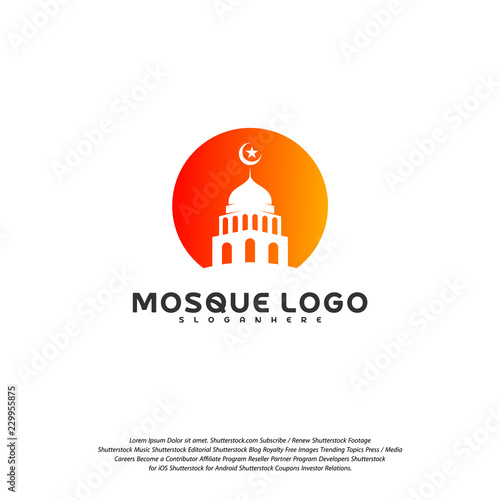 Islamic logo design vector. Mosque logo template. Muslims learn logo templates